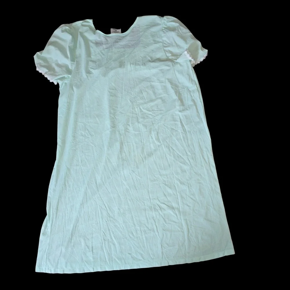 Vintage Fundamentals XL‎ Light Green Nylon Nightgown Lace Trim Dress Babydoll